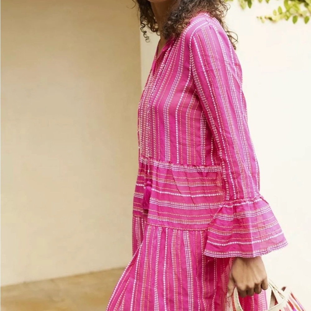 Anthropologie PQ SWIM Morgan striped swim coverup Dress SZ M/L